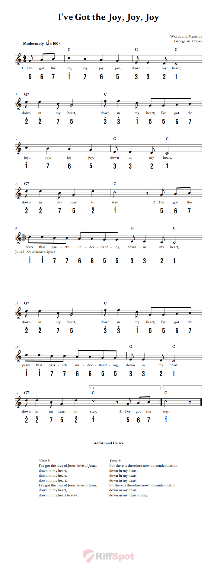 I've Got the Joy, Joy, Joy Kalimba Tab