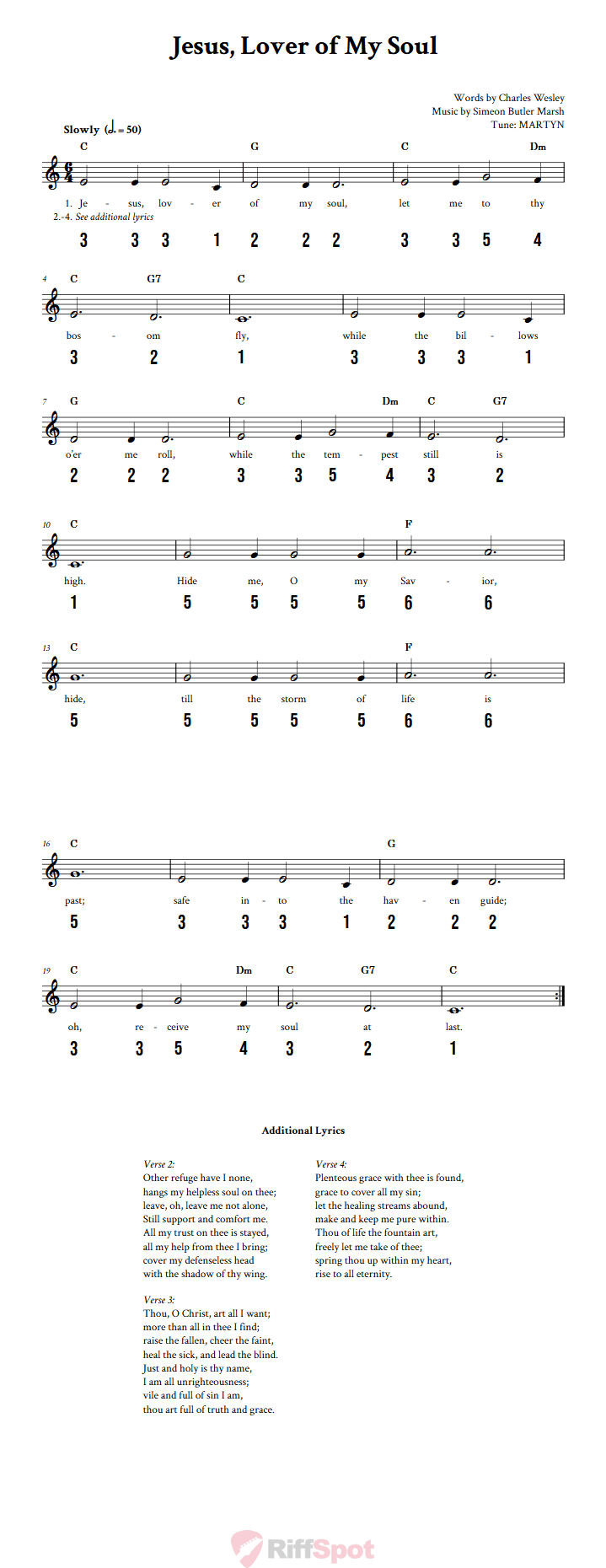 Jesus, Lover of My Soul Kalimba Tab