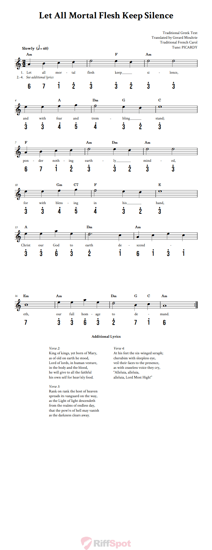 Let All Mortal Flesh Keep Silence Kalimba Tab