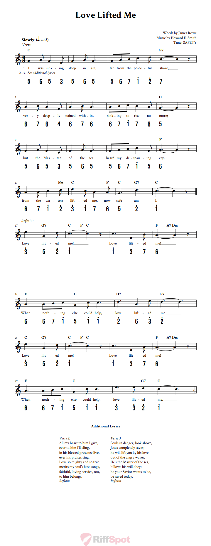 Love Lifted Me Kalimba Tab