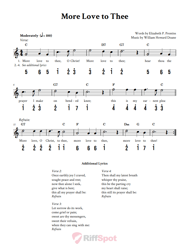 More Love To Thee Kalimba Tab