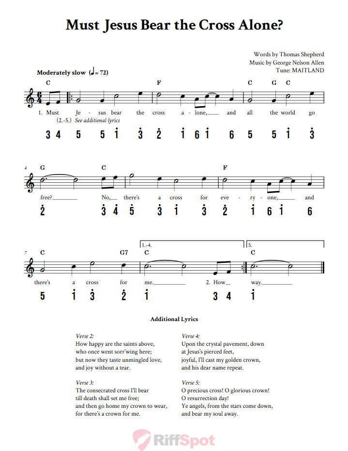 Must Jesus Bear the Cross Alone? Kalimba Tab