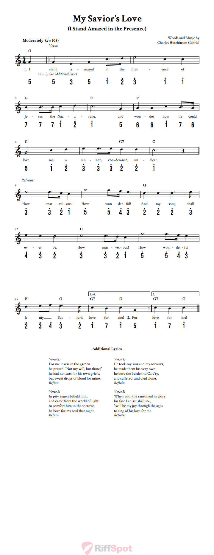 My Savior's Love Kalimba Tab