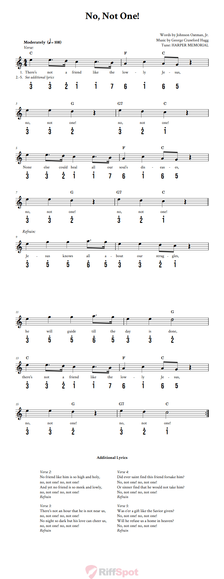No, Not One! Kalimba Tab