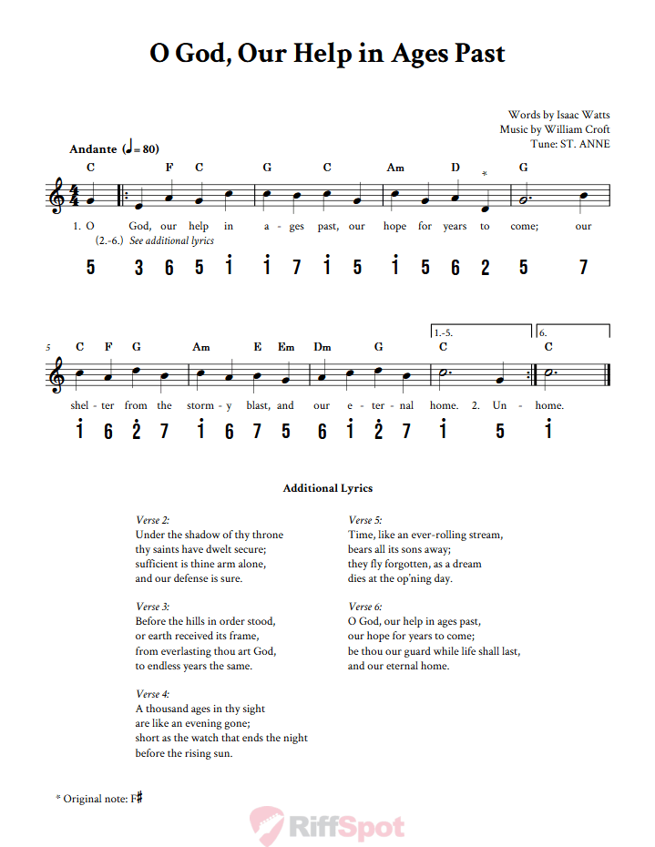 O God, Our Help in Ages Past Kalimba Tab