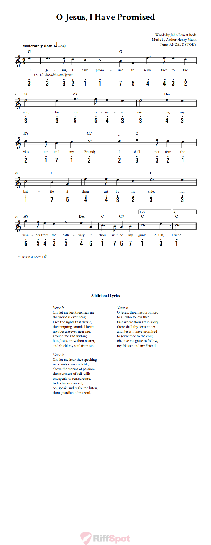 O Jesus, I Have Promised Kalimba Tab