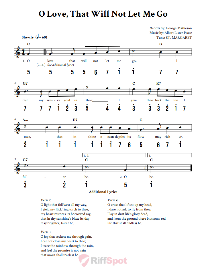 O Love That Will Not Let Me Go Kalimba Tab