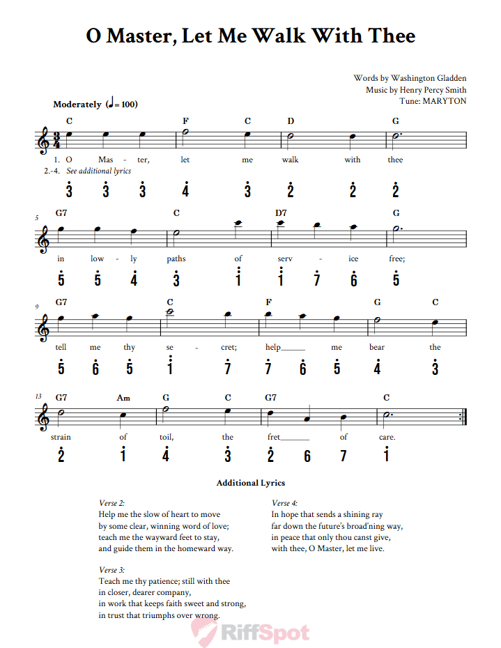 O Master Let Me Walk With Thee Kalimba Tab