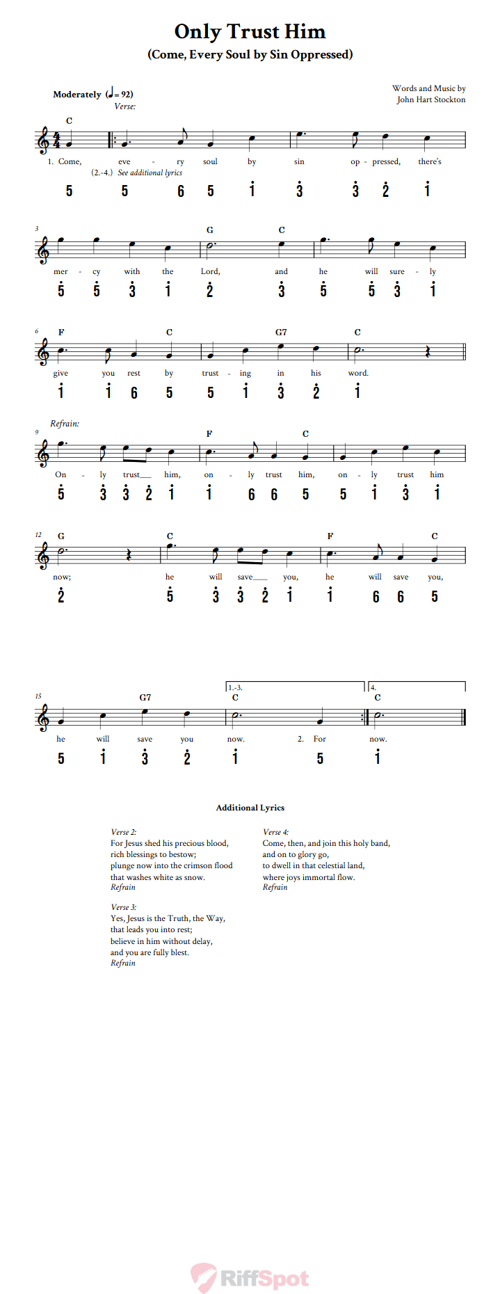 Only Trust Him Kalimba Tab