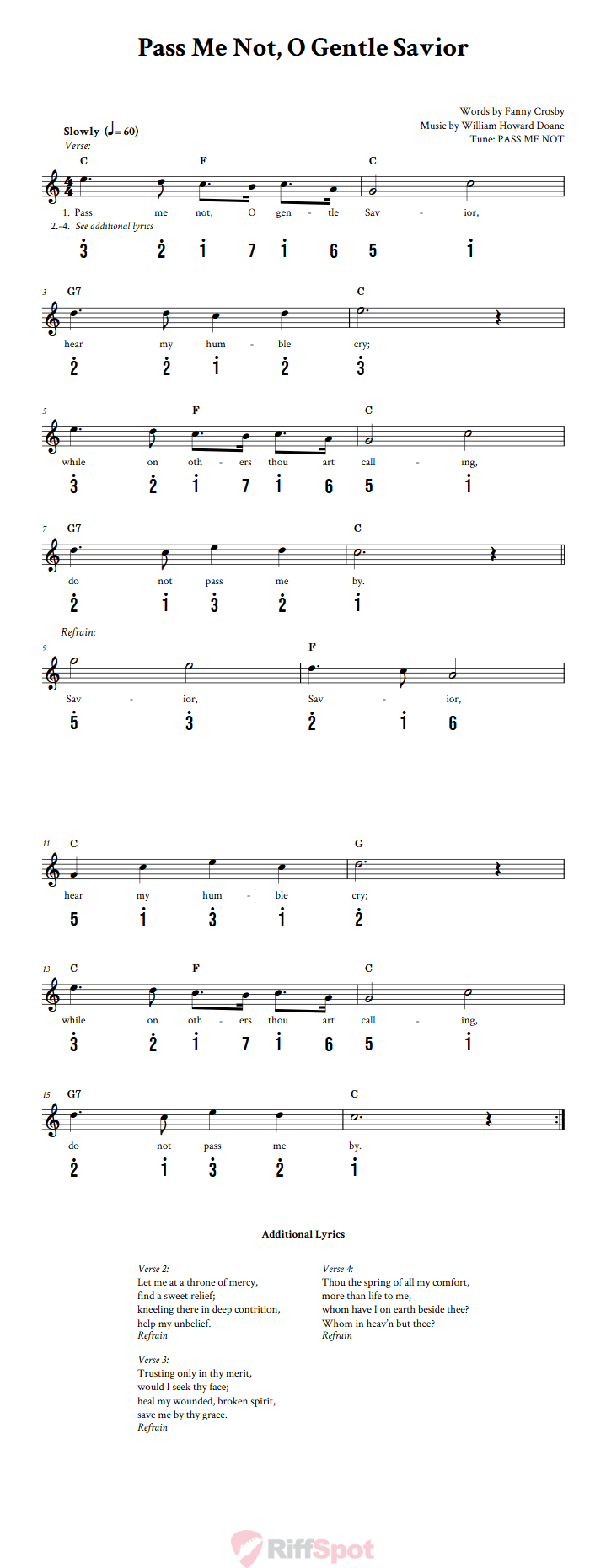 Pass Me Not, O Gentle Savior Kalimba Tab