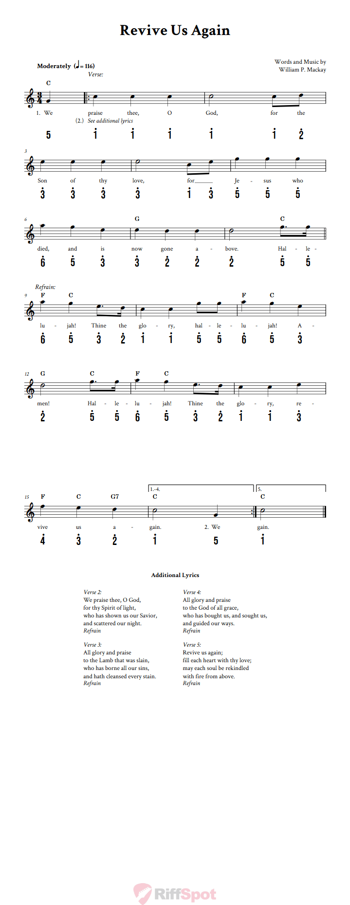 Revive Us Again Kalimba Tab