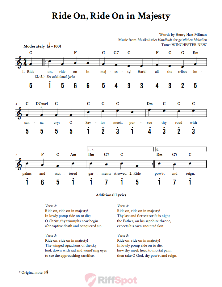 Ride On, Ride On in Majesty Kalimba Tab