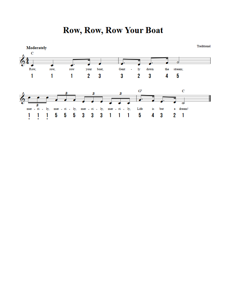 Row Row Row Your Boat Easy Kalimba Sheet Music And Tab With Chords 