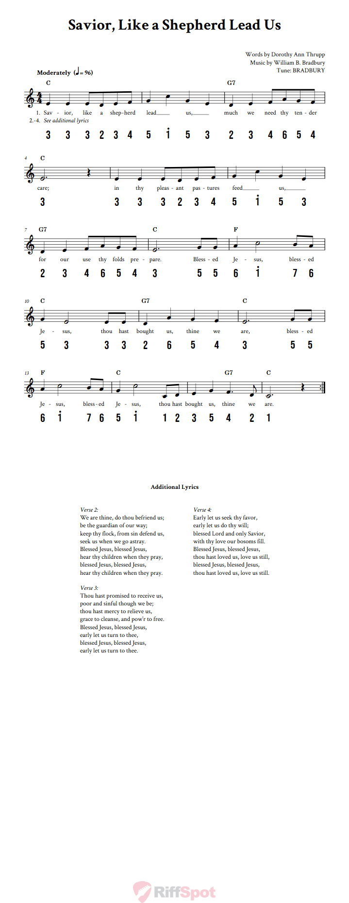 Savior, Like A Shepherd Lead Us Kalimba Tab