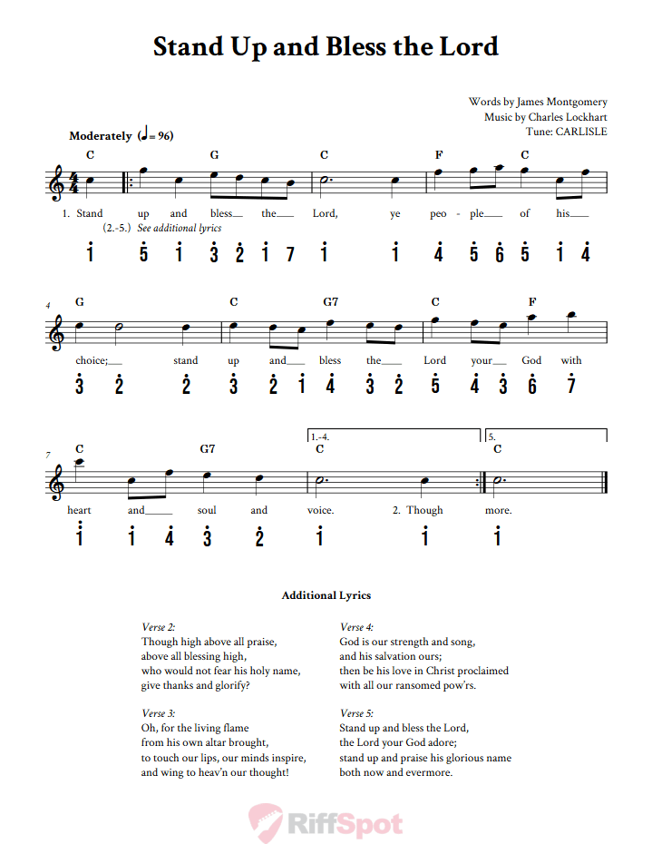 Stand Up and Bless the Lord Kalimba Tab