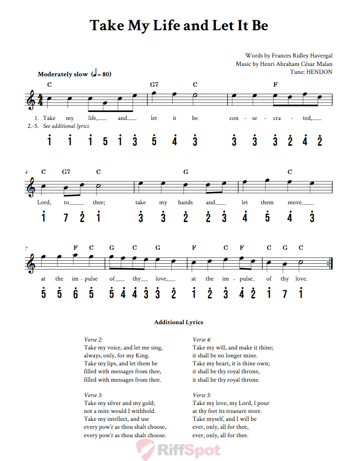 Take My Life And Let It Be Kalimba Tab