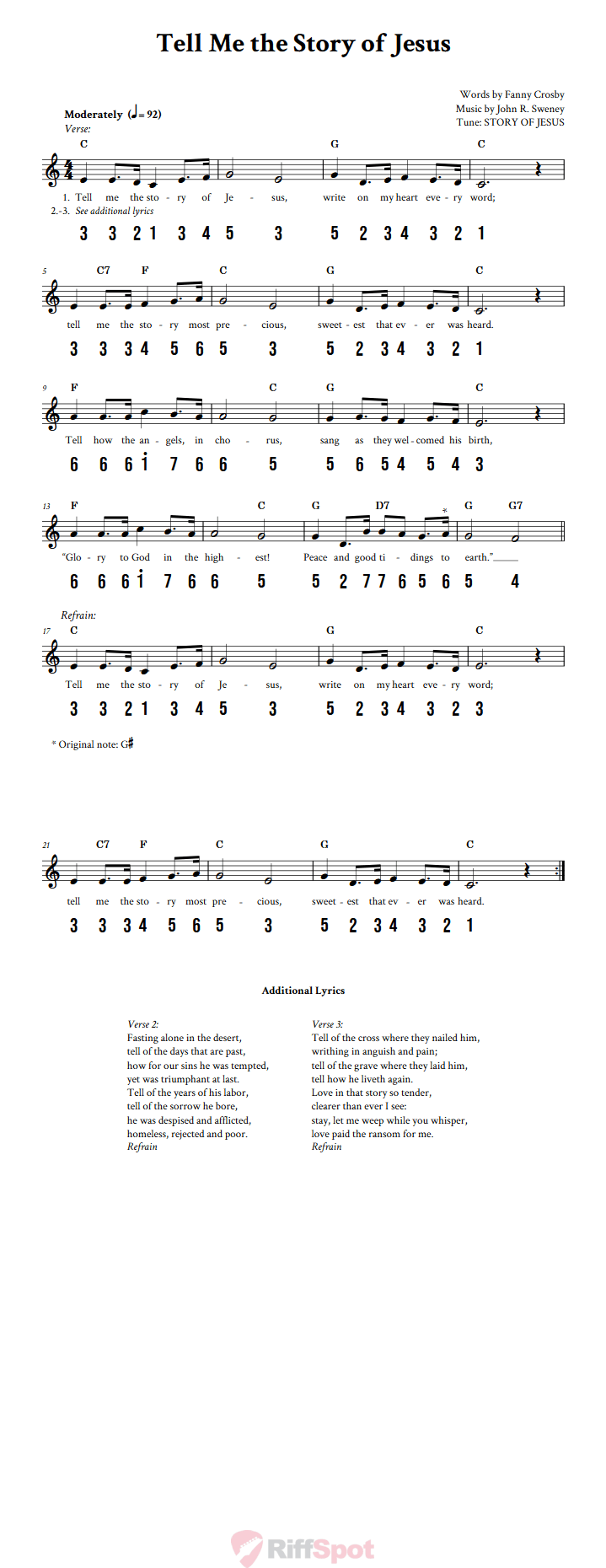 Tell Me the Story of Jesus Kalimba Tab