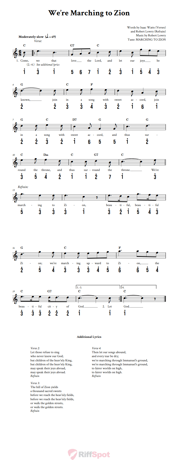 We're Marching to Zion Kalimba Tab