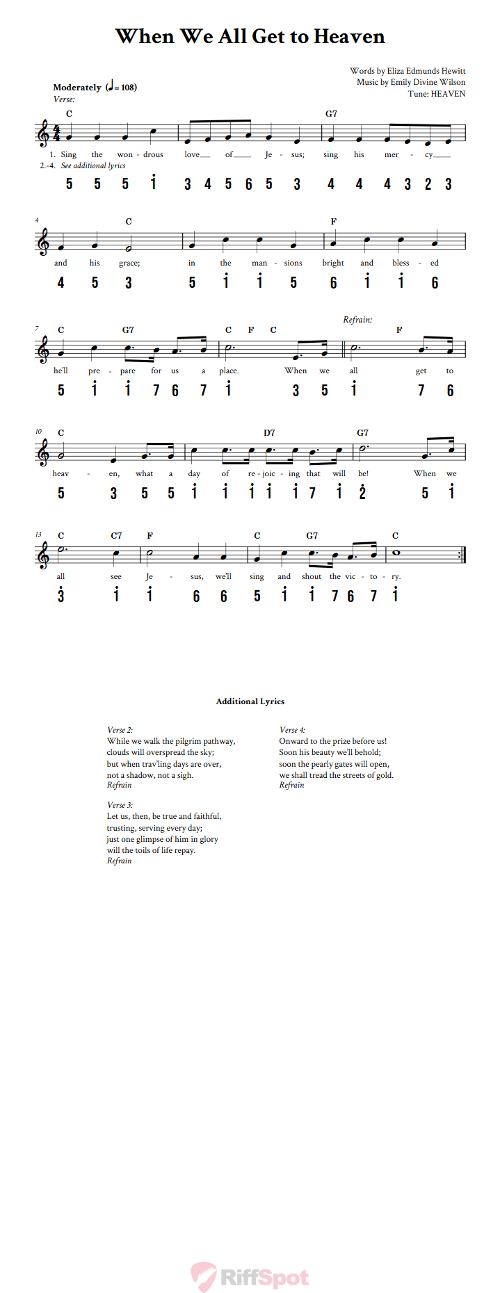 When We All Get to Heaven Kalimba Tab