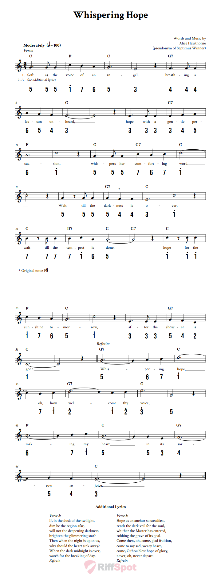 Whispering Hope Kalimba Tab