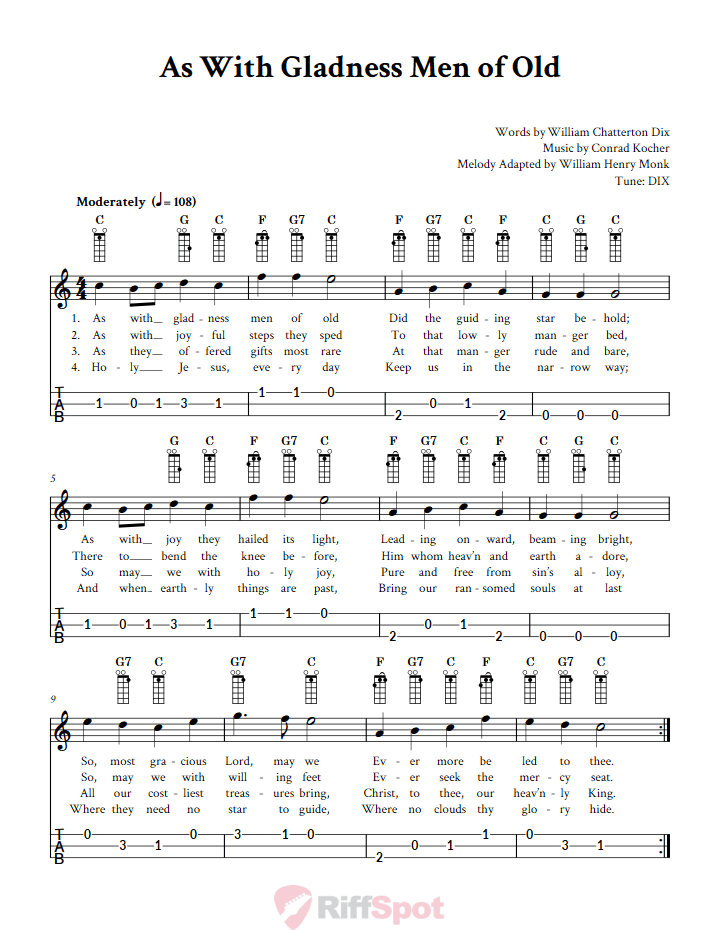 As With Gladness Men of Old Loog Guitar Tab