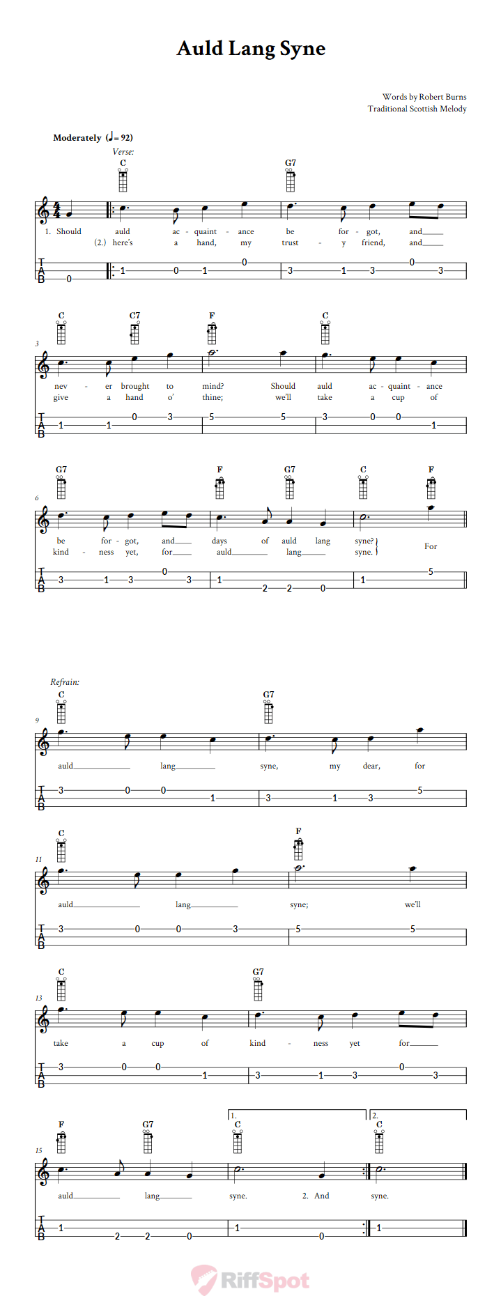 Auld Lang Syne Loog Guitar Tab