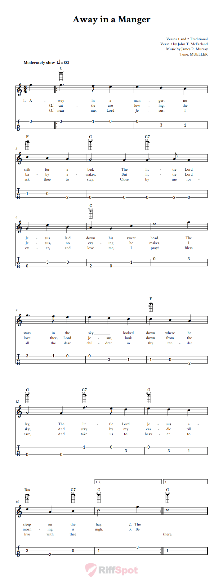 Away in a Manger Loog Guitar Tab