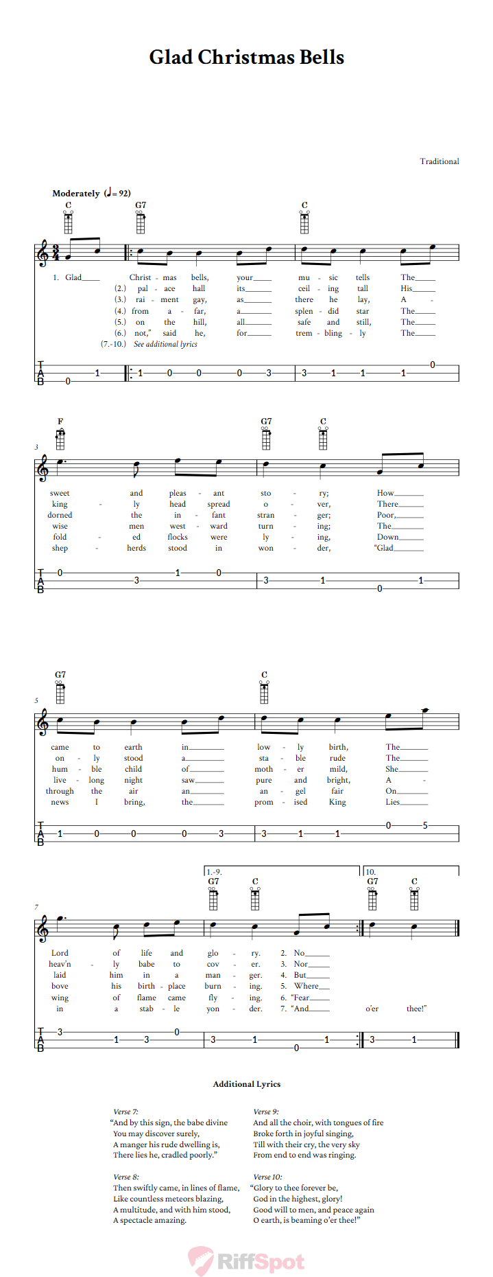 Glad Christmas Bells Loog Guitar Tab