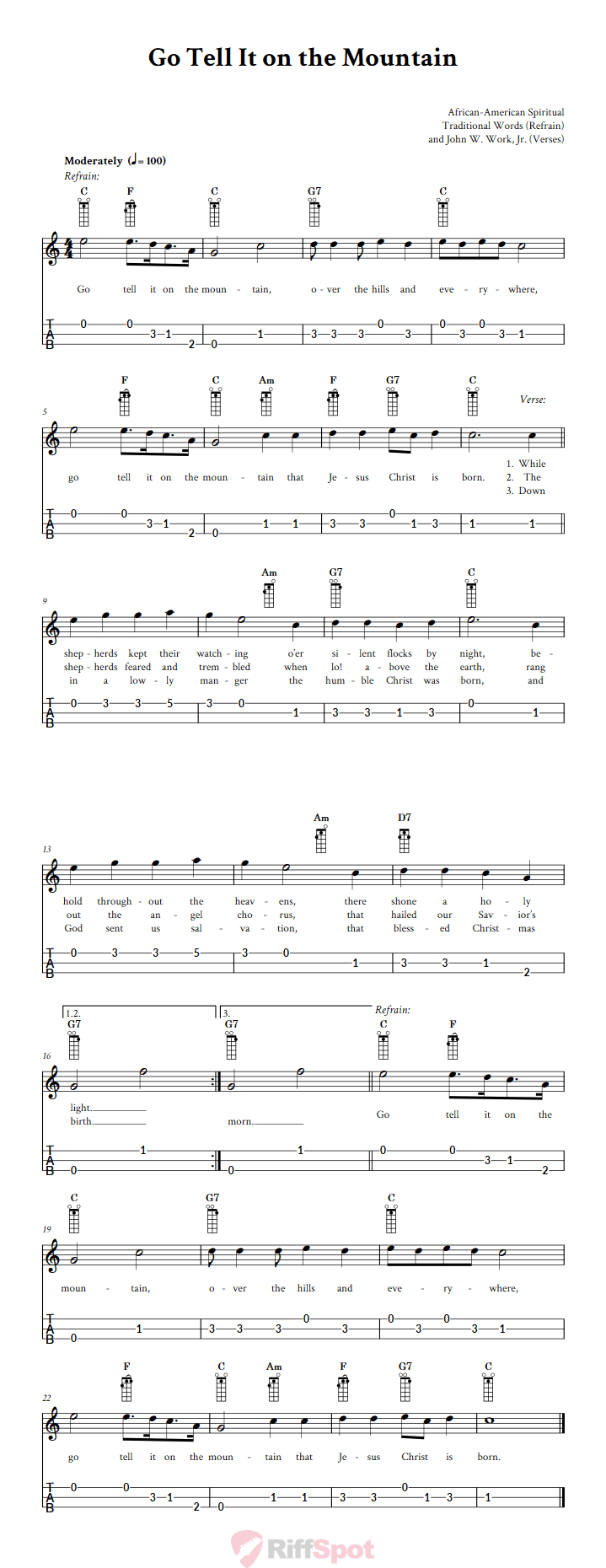 Go Tell It on the Mountain Loog Guitar Tab