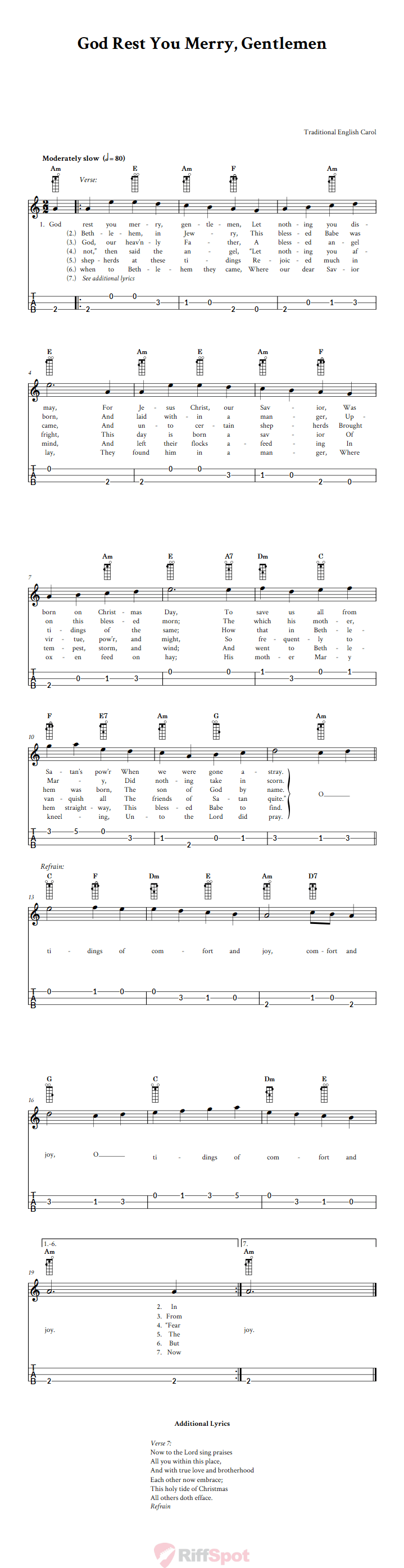 God Rest You Merry, Gentlemen Loog Guitar Tab