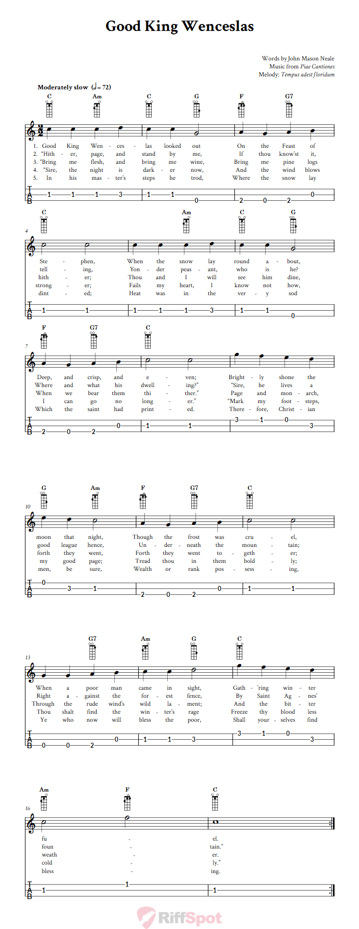 Good King Wenceslas Loog Guitar Tab