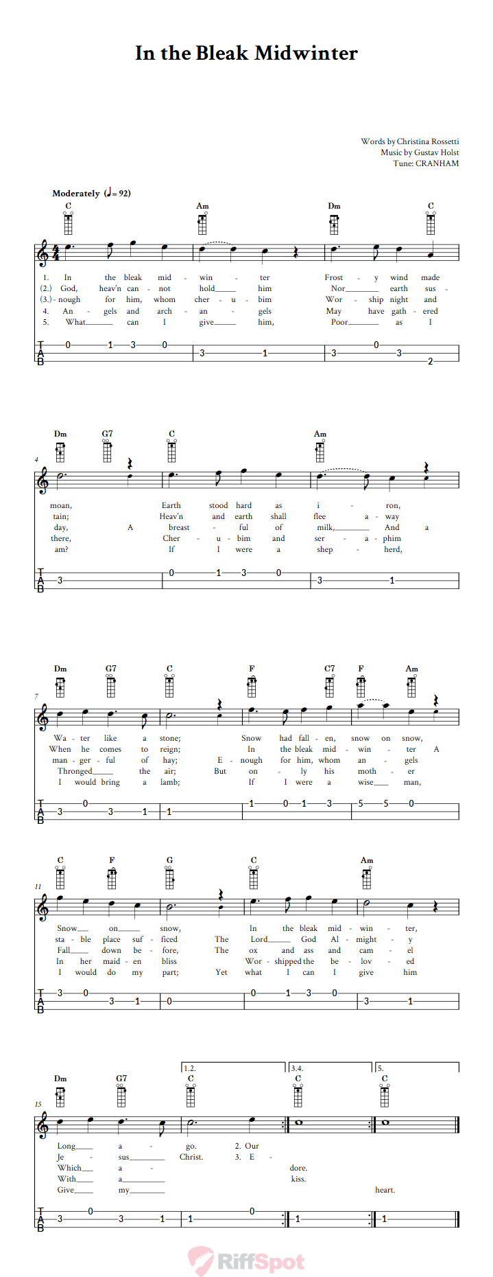 In the Bleak Midwinter Loog Guitar Tab