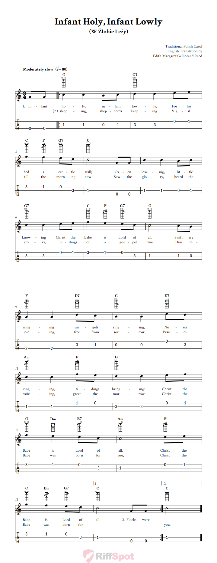 Infant Holy, Infant Lowly Loog Guitar Tab