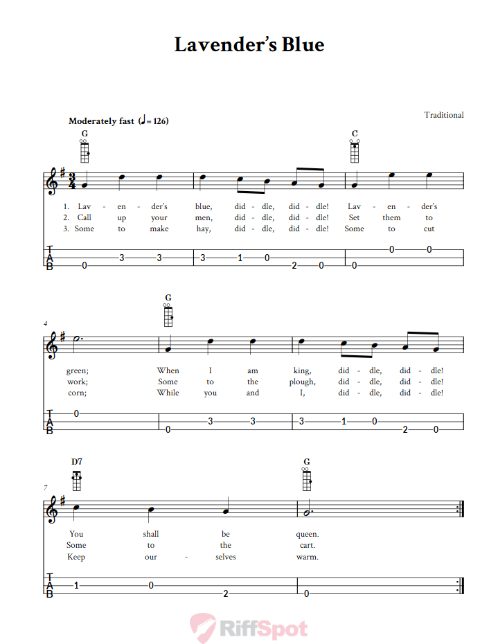 Lavender's Blue Loog Guitar Tab