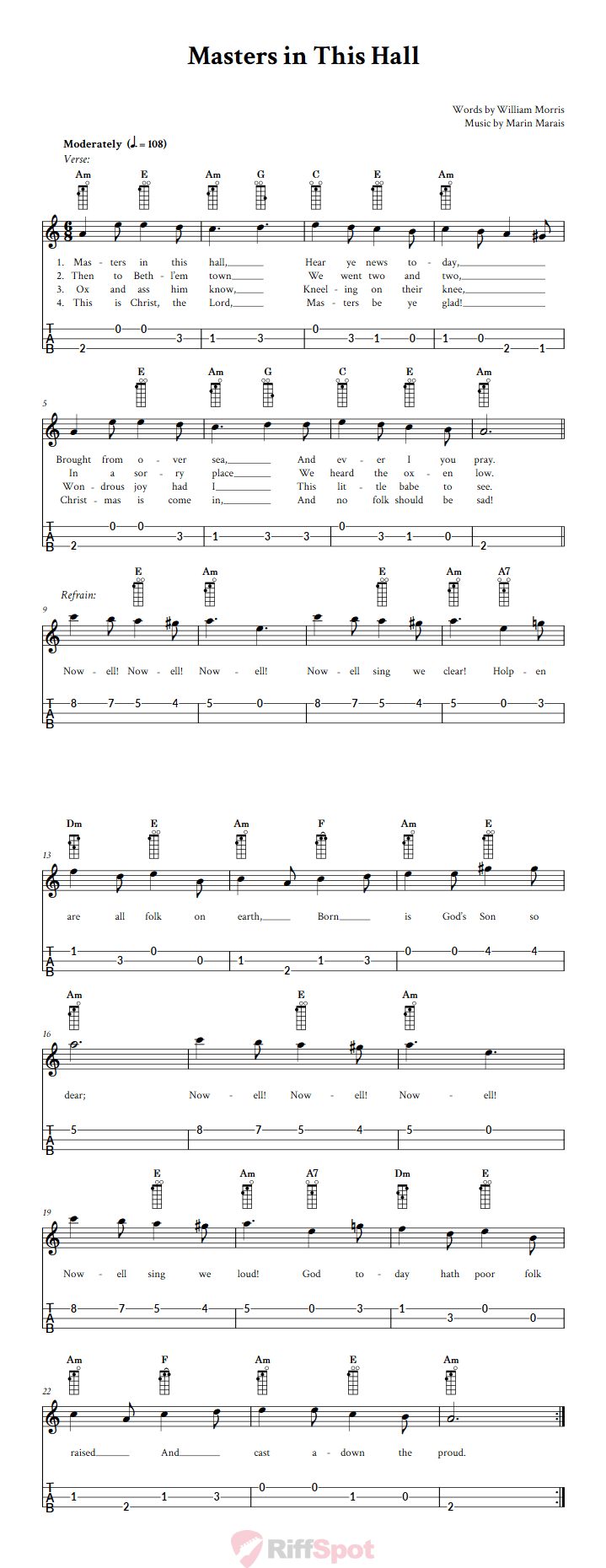 Masters in This Hall Loog Guitar Tab
