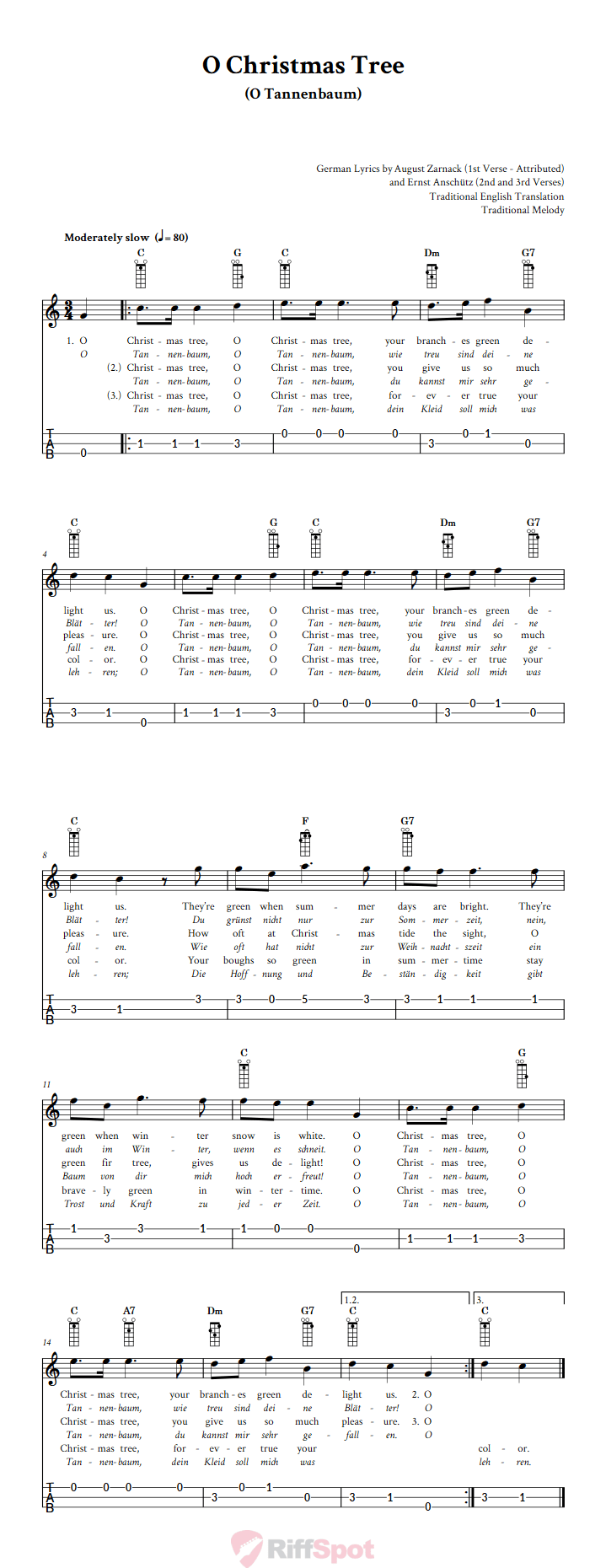 O Christmas Tree Loog Guitar Tab