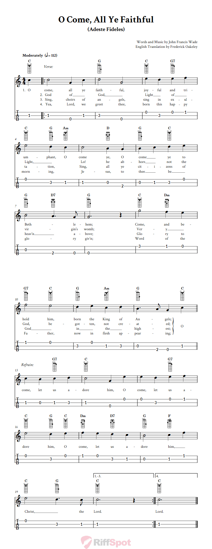 O Come, All Ye Faithful Loog Guitar Tab