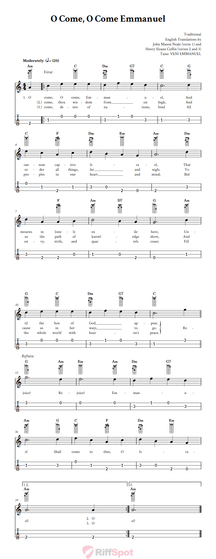 O Come, O Come Emmanuel Loog Guitar Tab