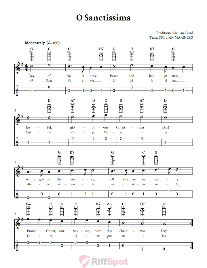 O Sanctissima Loog Guitar Tab