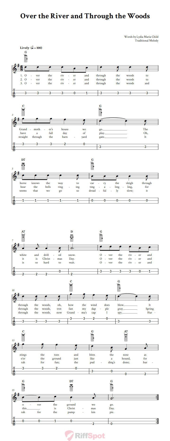 Over the River and Through the Woods Loog Guitar Tab