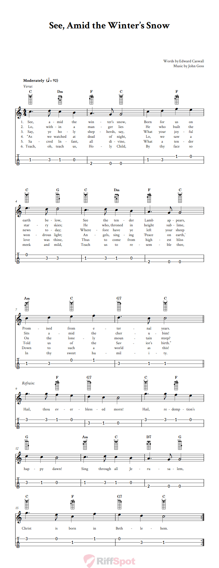 See, Amid the Winter's Snow Loog Guitar Tab