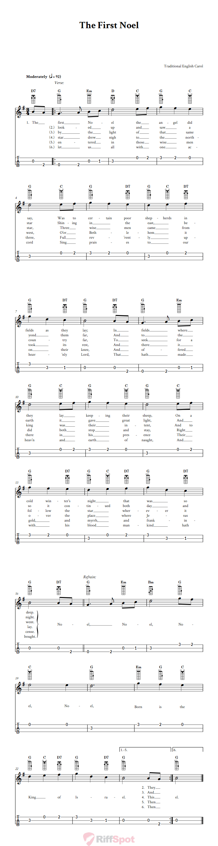 The First Noel Loog Guitar Tab