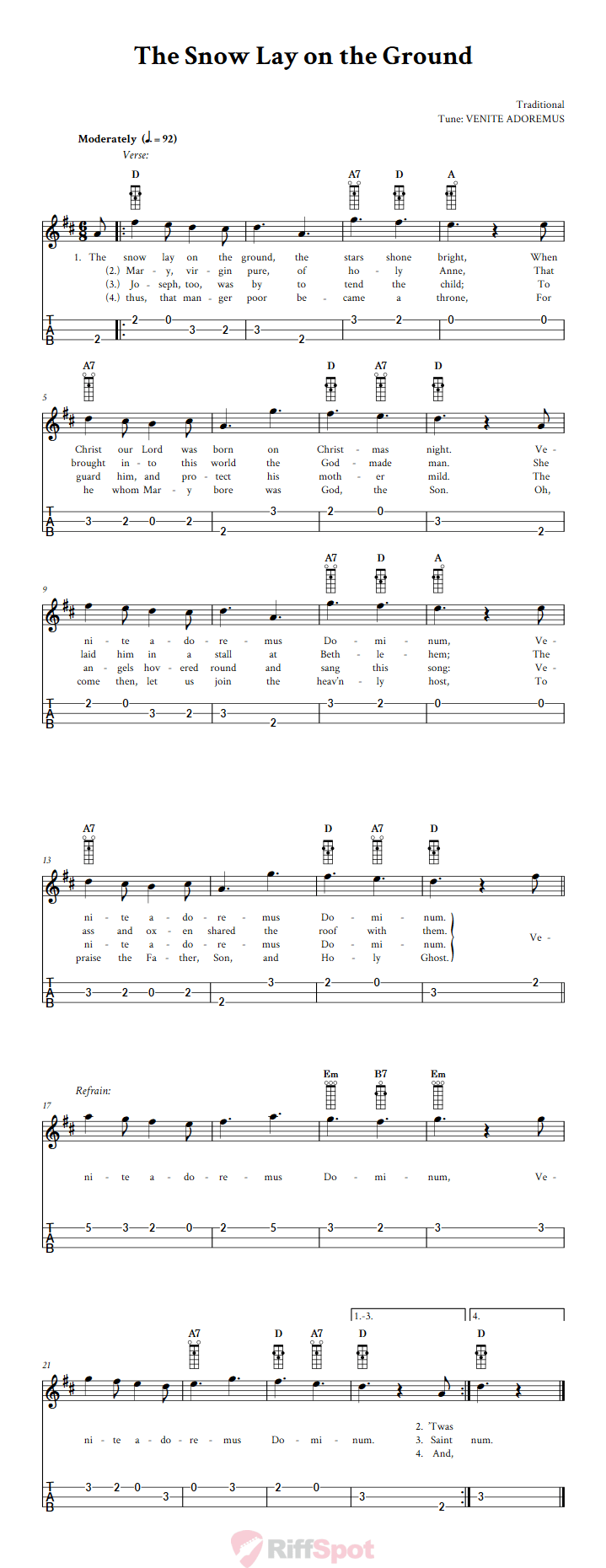 The Snow Lay on the Ground Loog Guitar Tab