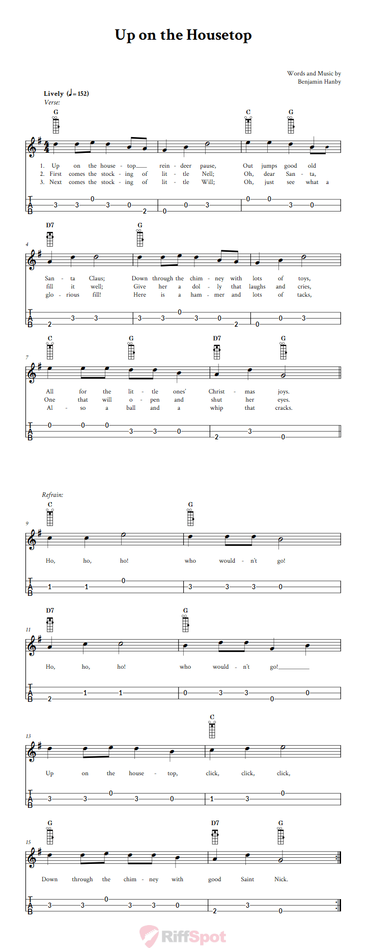 Up on the Housetop Loog Guitar Tab