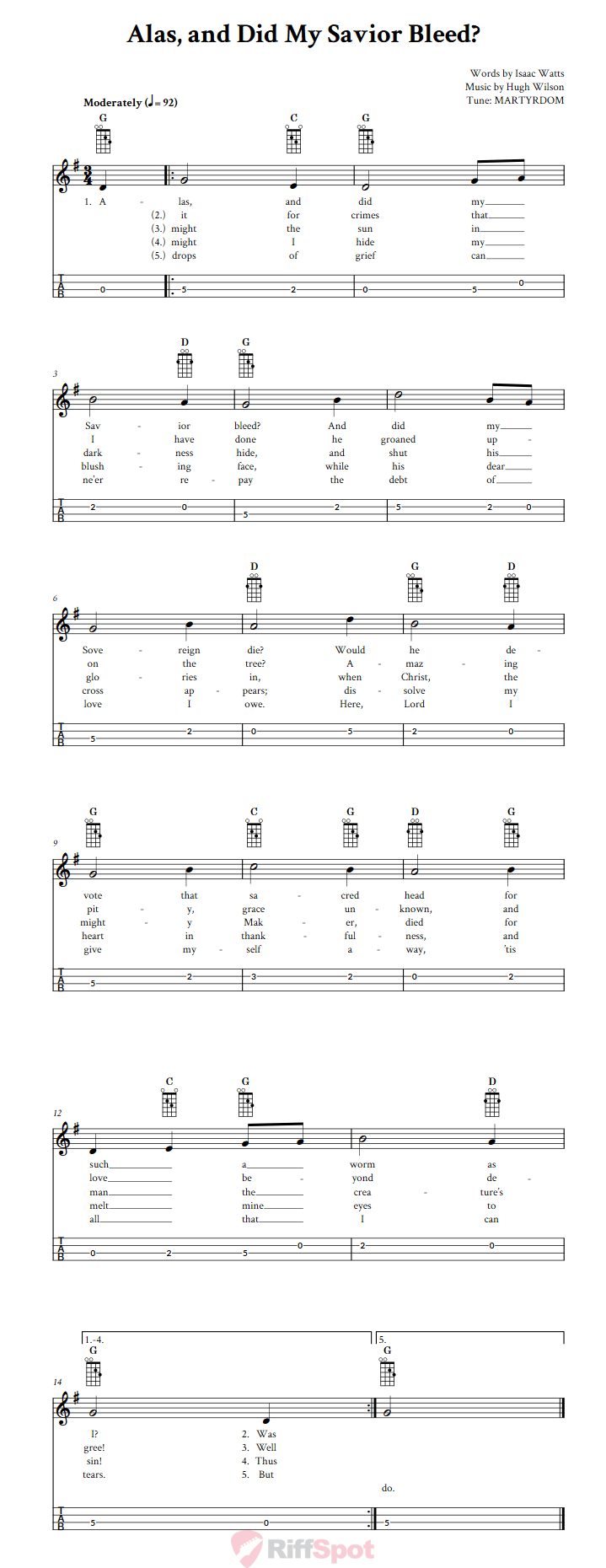 Alas, and Did My Savior Bleed Mandolin Tab