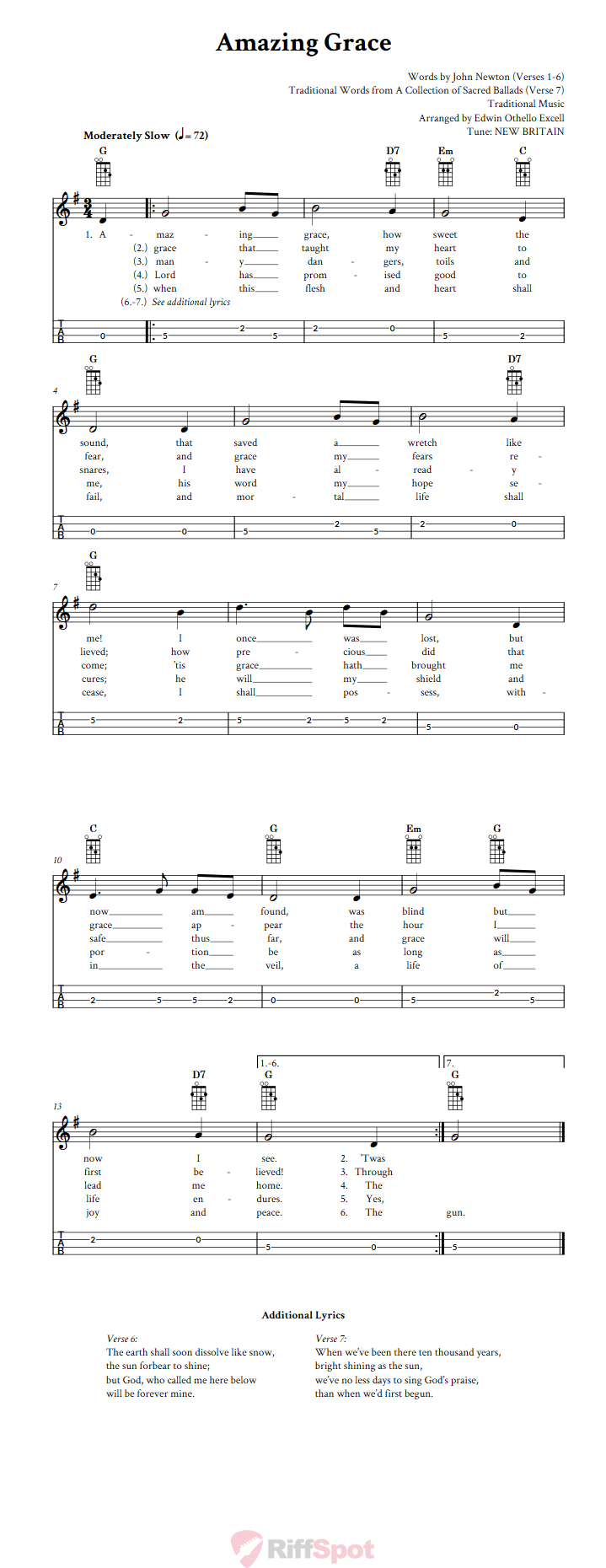 Amazing Grace Mandolin Tab