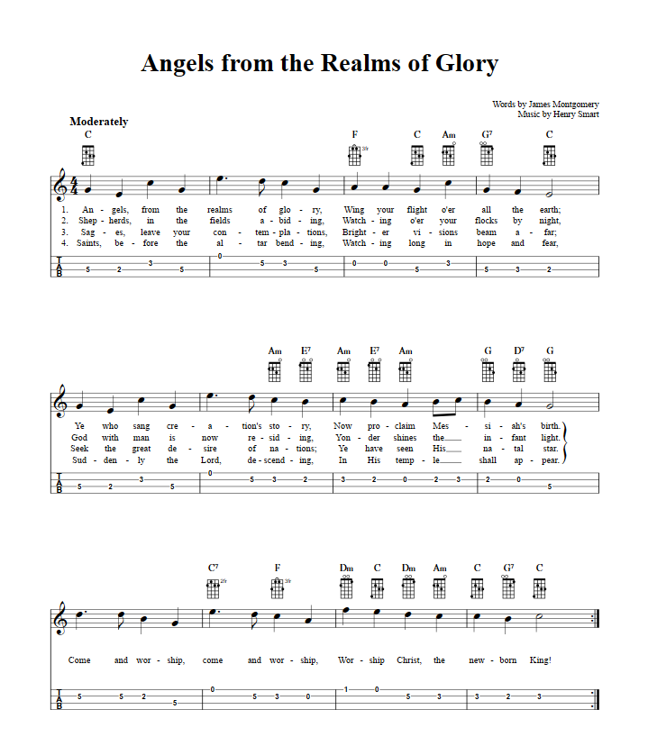 Angels from the Realms of Glory Mandolin Tab