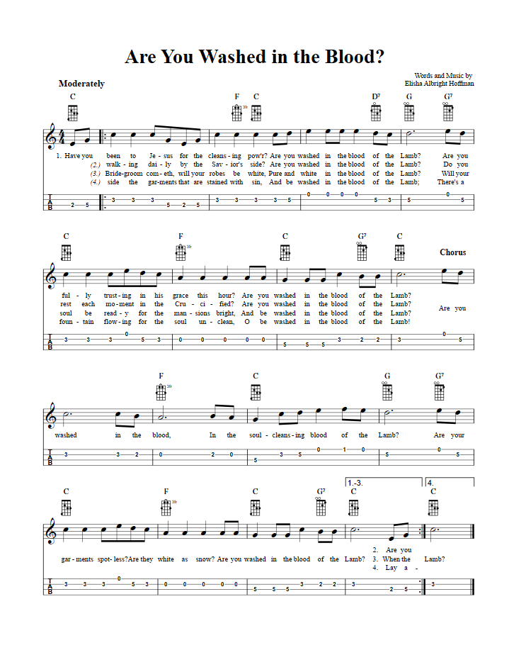 Are You Washed in the Blood? Mandolin Tab