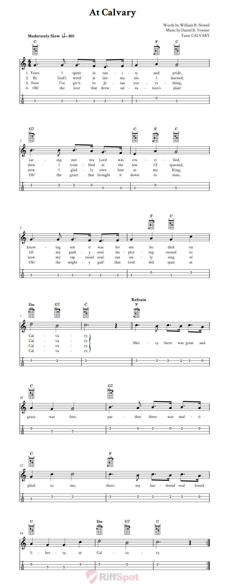 At Calvary Mandolin Tab