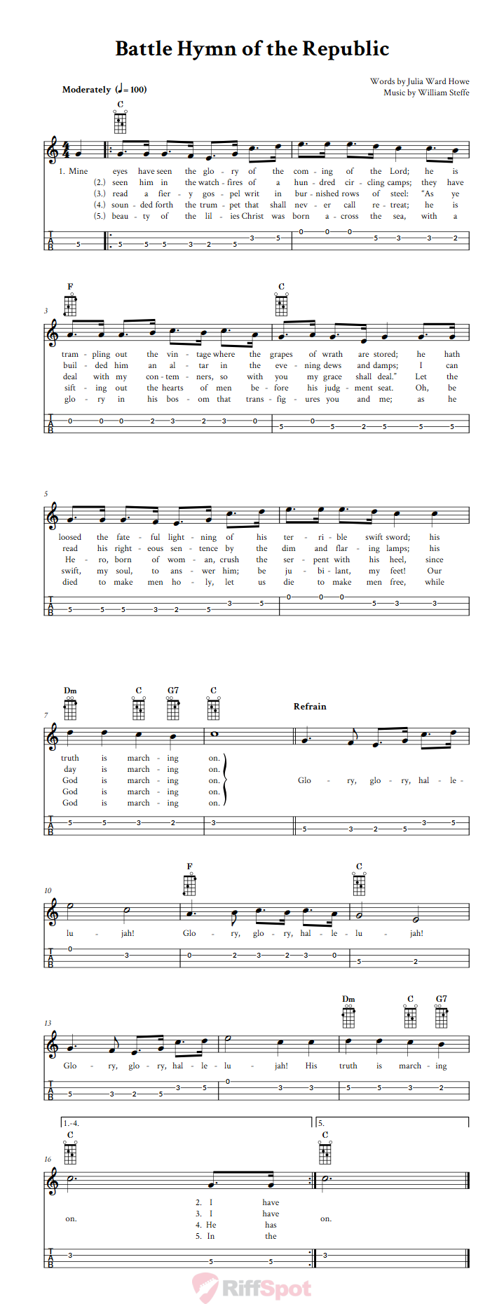 Battle Hymn of the Republic Mandolin Tab